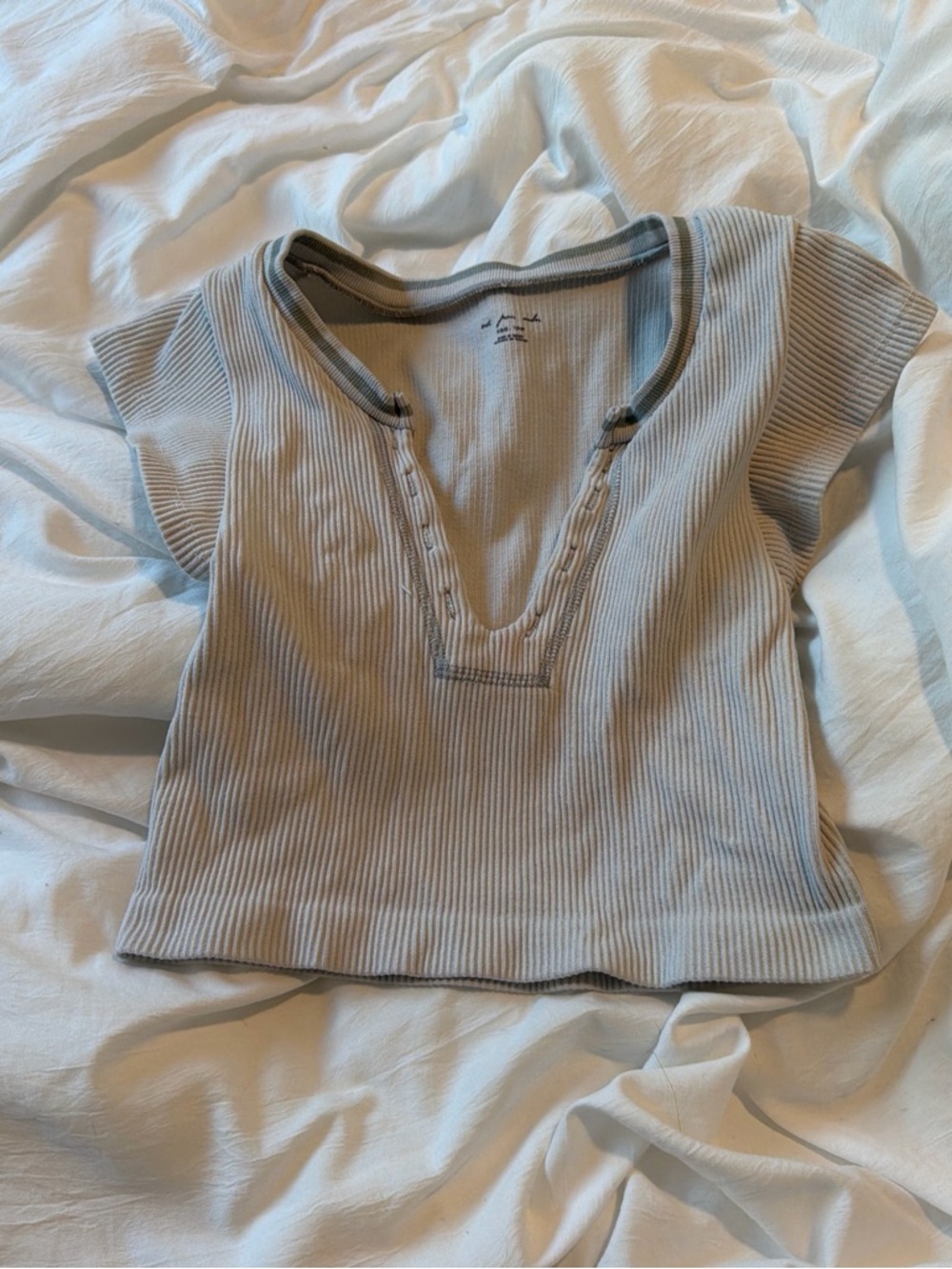 Urban Outfitters Ribbed Scoop Neck Crop Top in Taupe